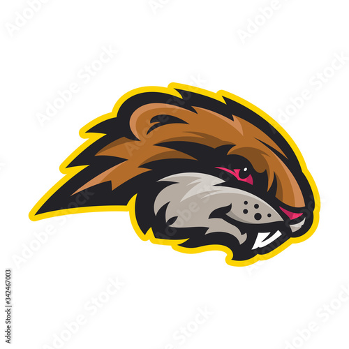 Groundhog Gopher or brave Beaver mascot. Vector badge