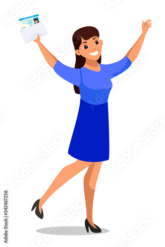 Happy woman with driver license