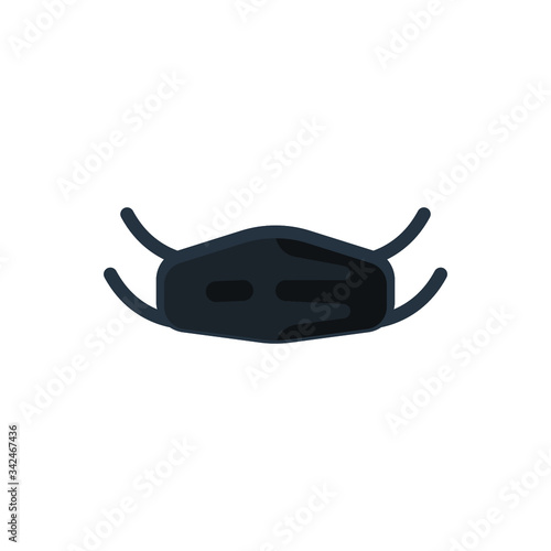 Flat design Black medical face mask icon. Virus protection vector illustration, isolated on white background