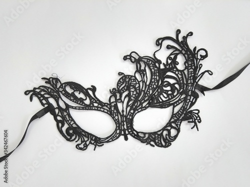 close-up of masquerade mask on a white background