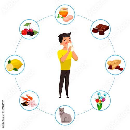 Vector character illustration allergy concept