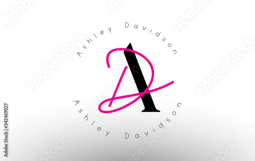 Letter AD signature minimalistic monogram vector logo. Simple AD Icon with Circular Name Pattern.