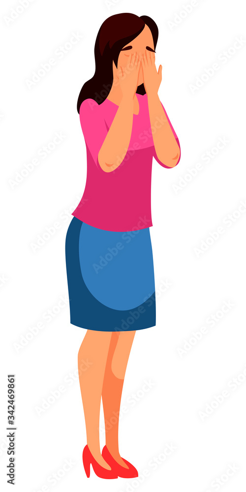 Vector character illustration stressed woman crying Vector character illustration stressed woman crying