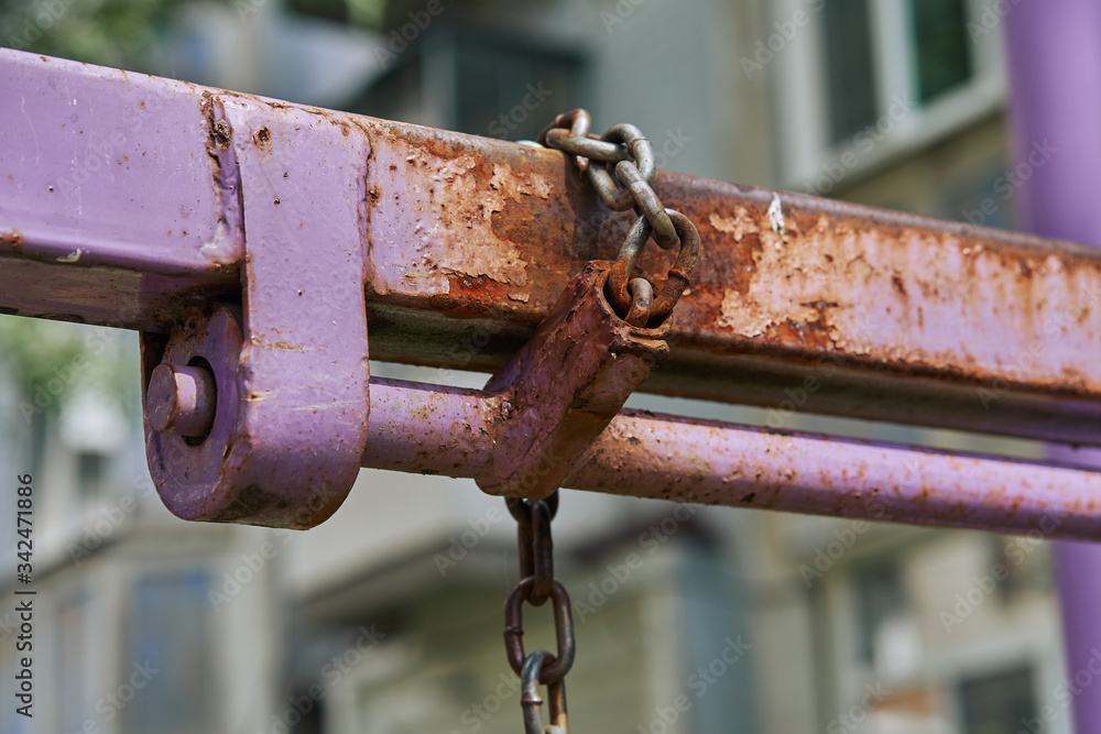 Rusty chain of children's swing Rusty chain of children's swing