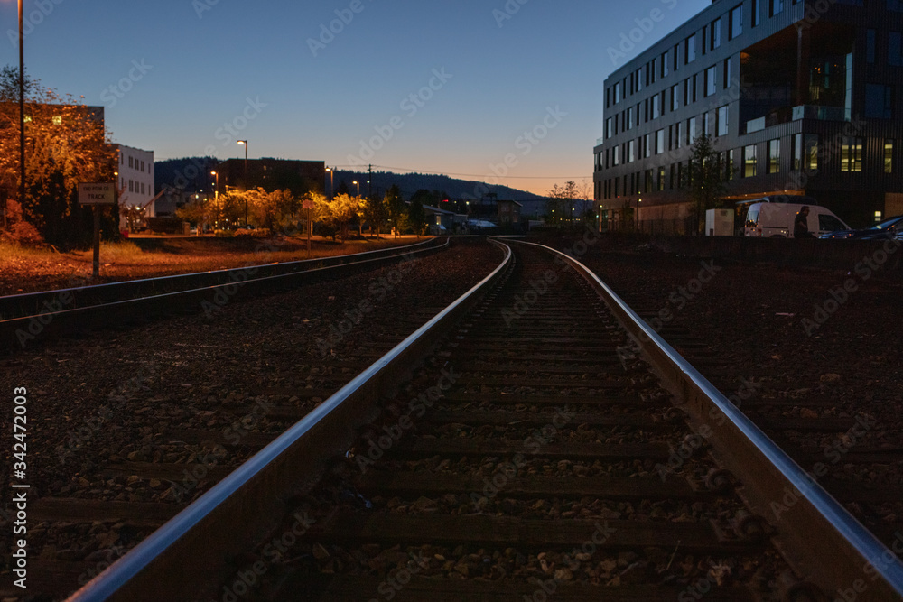 Fototapeta premium railway track in city