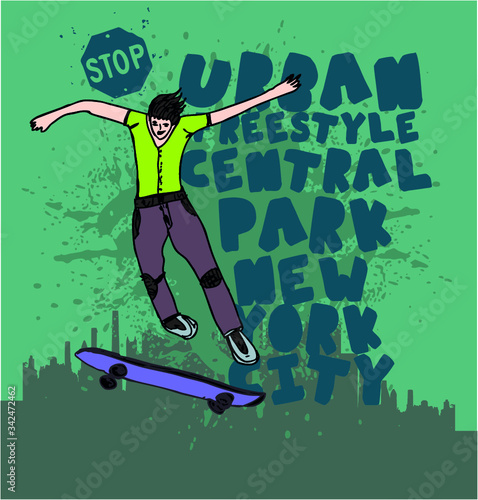 skateboard printing and embroidery graphic design vector art