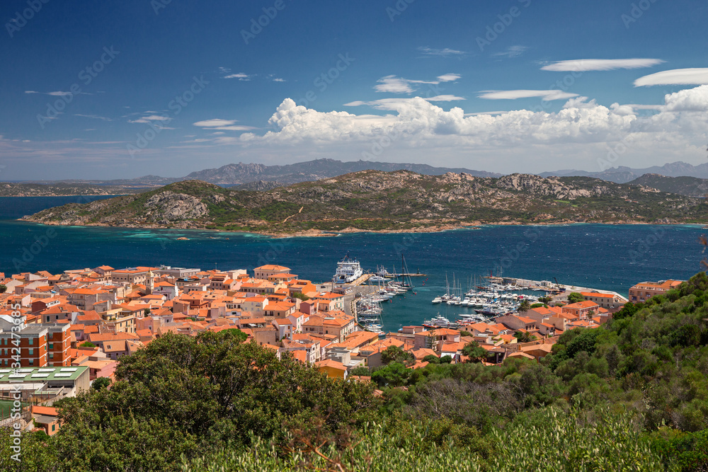 Panoramic view from the top of the island of Maddalena in Sardinia, Italy.