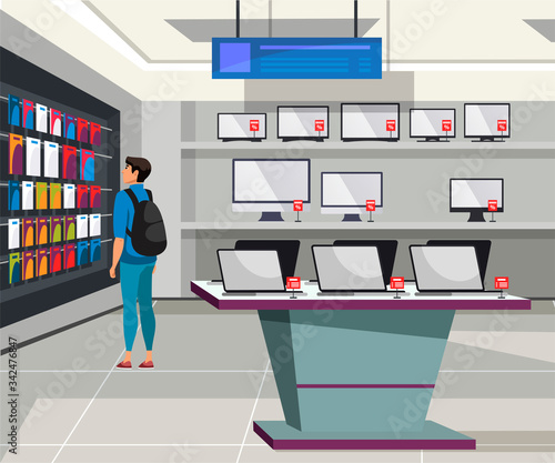 Vector Illustration man in electronic store