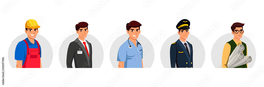 Human profession avatar set isolated on white Human profession avatar set isolated on white