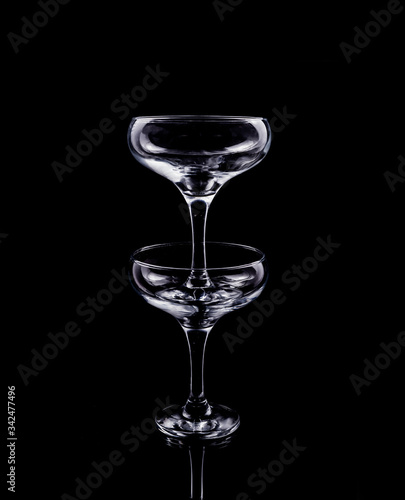 Cocktail glasses on a black background