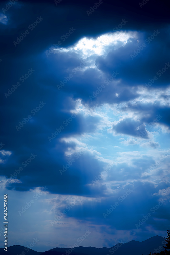 Sunset clouds with blue sky, sky cloud background.