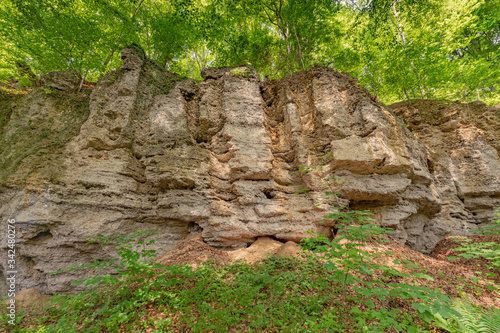 Geologische Orgeln, Oberschroffen, Schroffen, Unterneukirchen, Landkreis Altötting, Oberbayern, Bayern, Deutschland