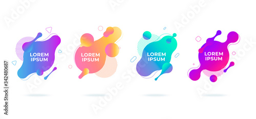Modern abstract vector banners set flat geometric liquid blob shapes colorful colors