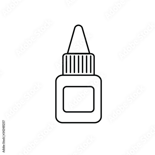 
tube with drops in the nose or glue. black vector graphics