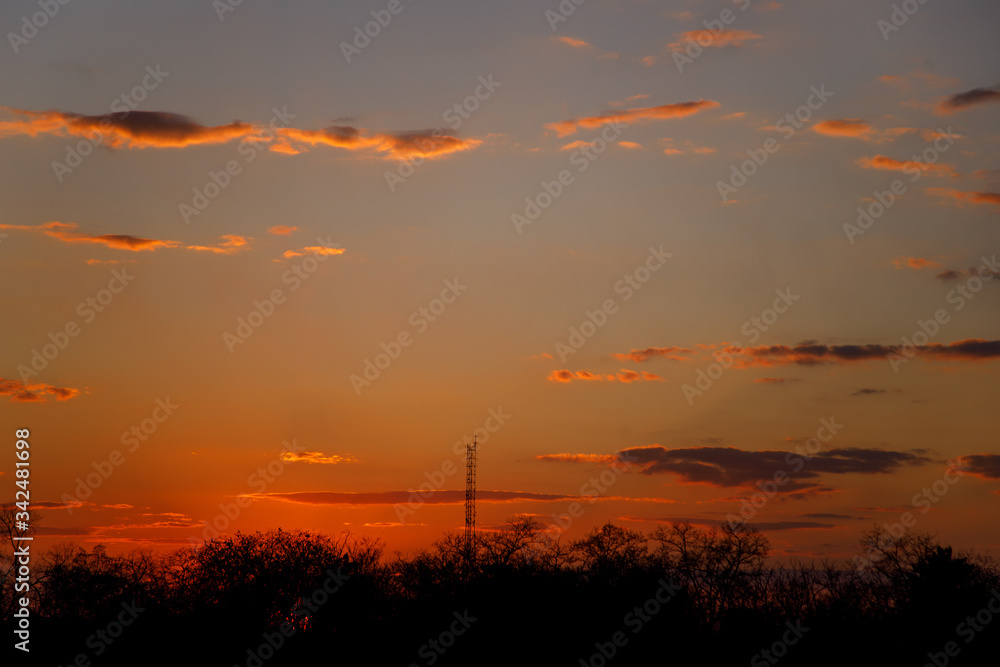 red sunset over the sky