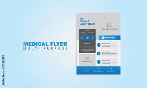 Medical Flyer Template Vector Design for Corporate, Creative, Brochure, Poster, Customizable and Editable  (ID: 342481683)