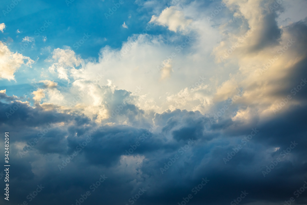 Sunset clouds with blue sky, sky cloud background.