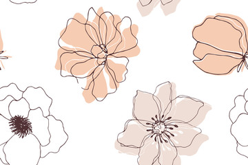 Keuken achterwand Wit patronen Bloeiend bloemenpatroon zacht romantisch  © Artrise Stocker