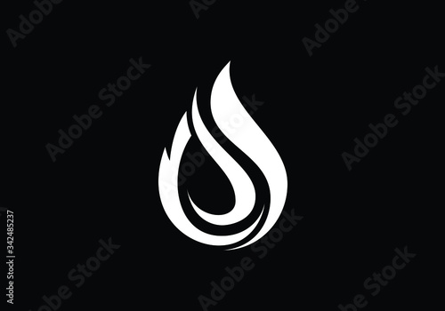 Abstract White Flame Logo Design on Black Background Represents Creativity and Innovation