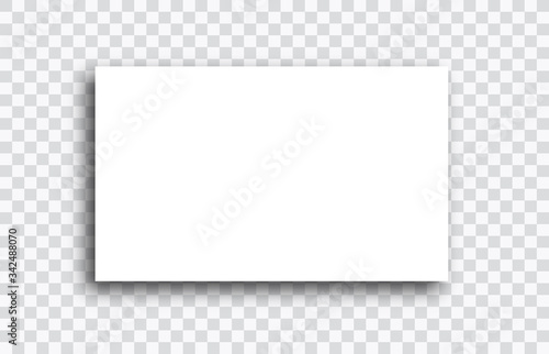 Realistic blank paper sheet with shadow in isolated on transparent checkered background. Notebook or book page. Design template or mockup. Vector illustration. eps 10