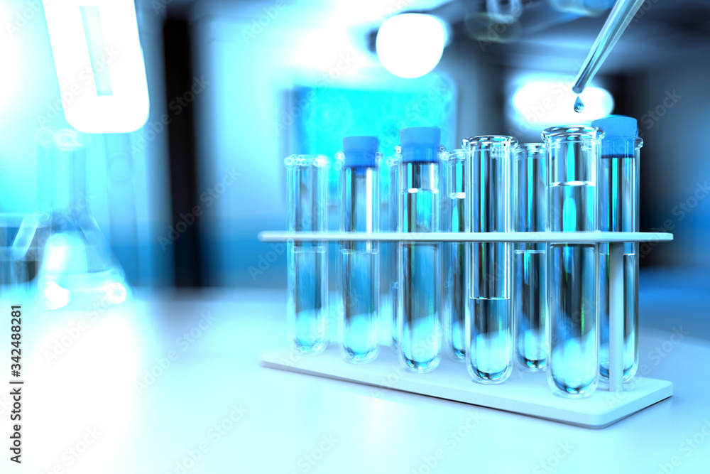 laboratory proofs in modern microbiology university office - drinking water quality test for bacteria concept, medical 3D illustration laboratory proofs in modern microbiology university office - drinking water quality test for bacteria concept, medical 3D illustration