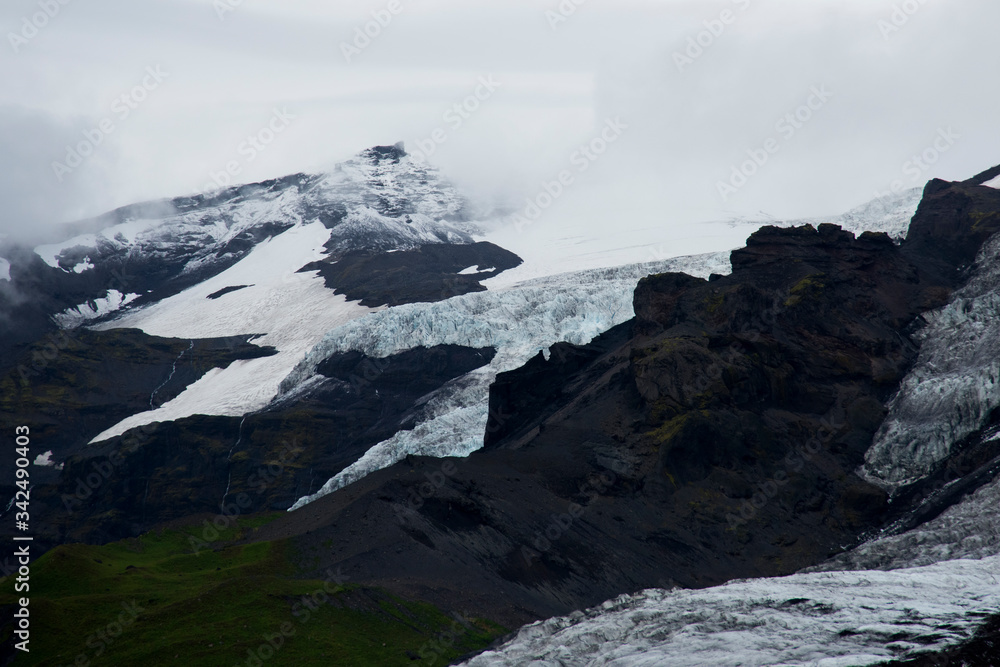 snow covered mountain peaks