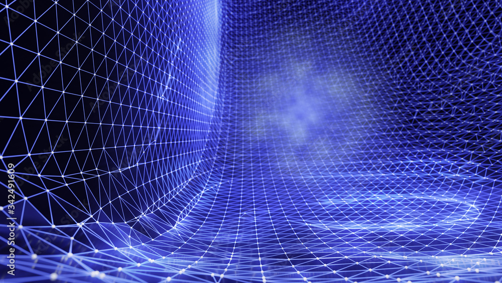 A Three-Dimensional Surface. Abstract Mesh Background as a Virtual Reality Concept. Modern Material Design in 3D render. A Three-Dimensional Surface. Abstract Mesh Background as a Virtual Reality Concept. Modern Material Design in 3D render.