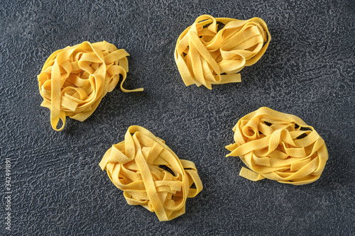 Raw pappardelle pasta