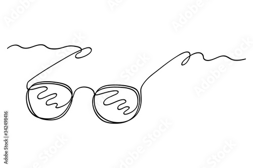 Continuous line drawing. Glasses. Black isolated on white background. Hand drawn vector illustration. 