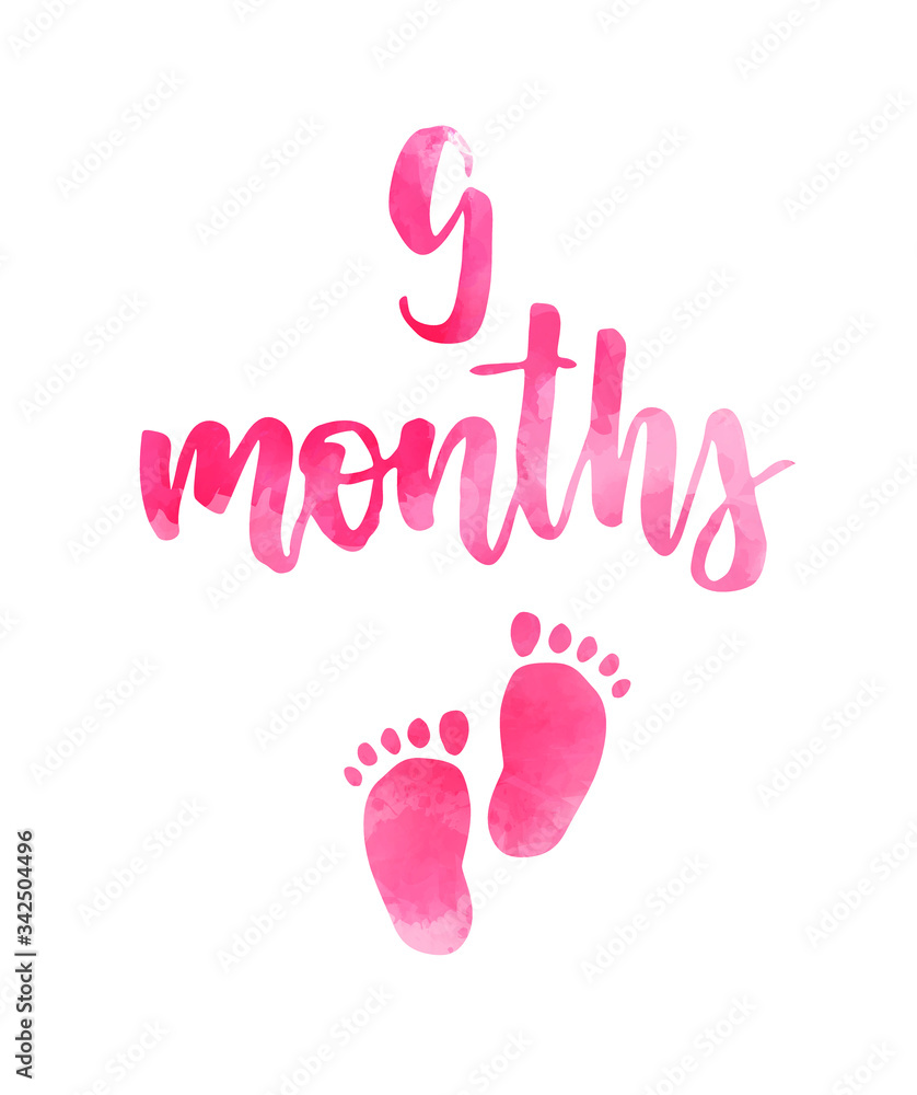 9 months - watercolor calligraphy lettering 9 months - watercolor calligraphy lettering