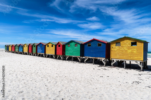Colored houses in Muizenberg Beach, Cape Town, South Africa