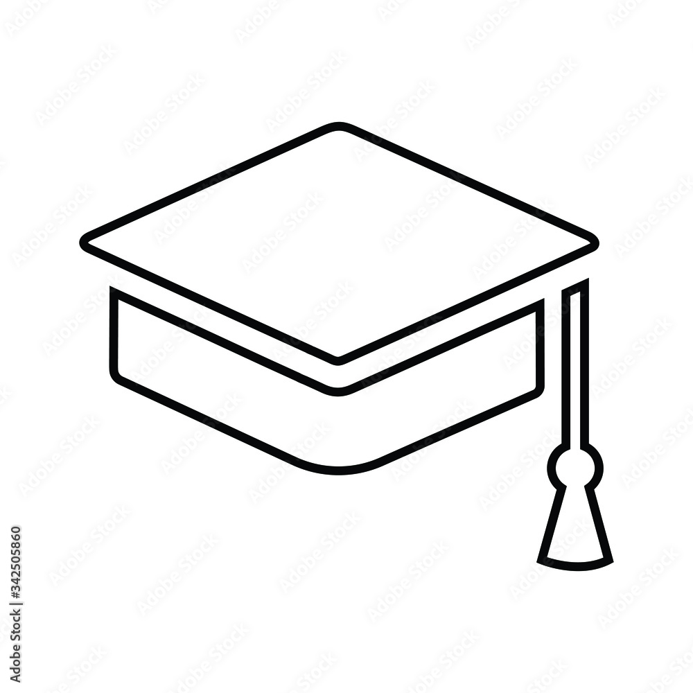 Mortar board outline icon, convocation hat, cap Mortar board outline icon, convocation hat, cap