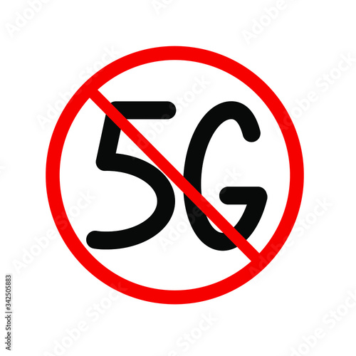 stop 5g. Say no to 5g distribution and installation of radio towers. crossed out 5g. 5g in the prohibition circle.