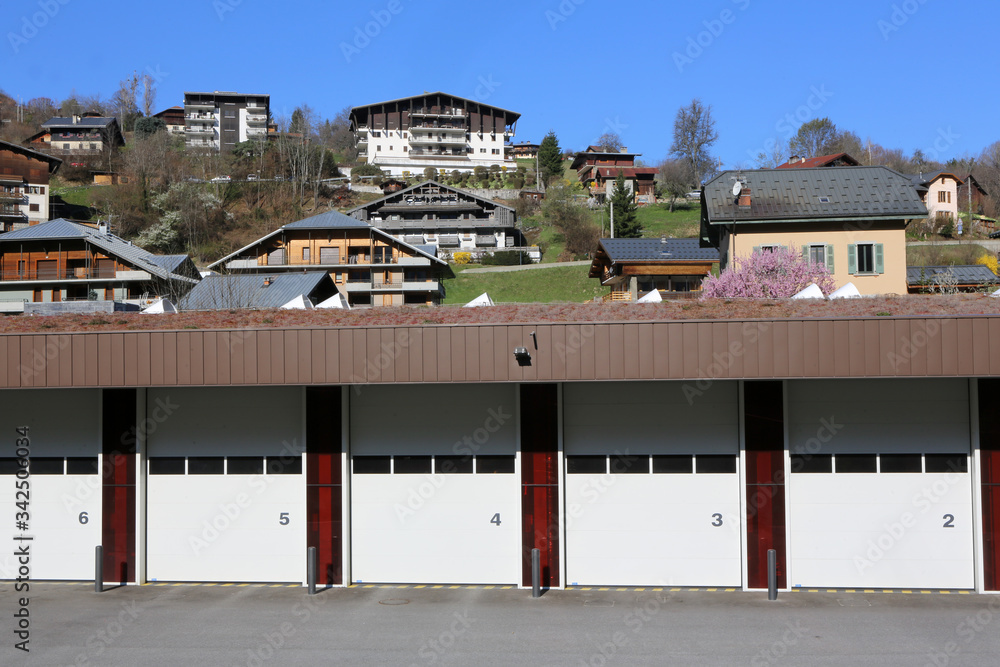 Caserne des pompiers. Alpes françaises. Saint-Gervais-les-Bains. Haute-Savoie. France.