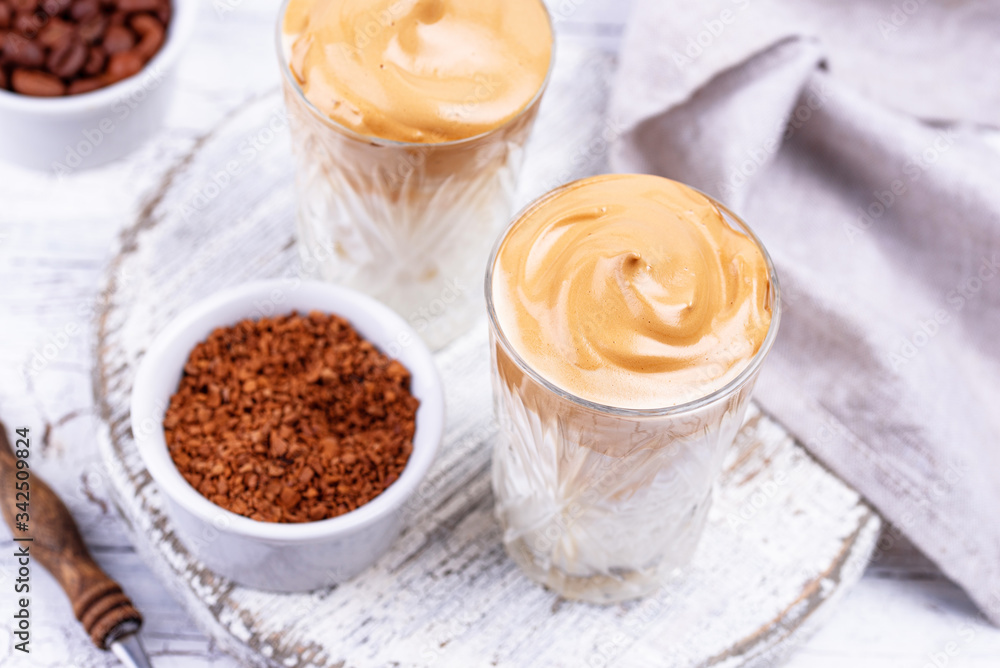 Dalgona whipped coffee with milk Dalgona whipped coffee with milk
