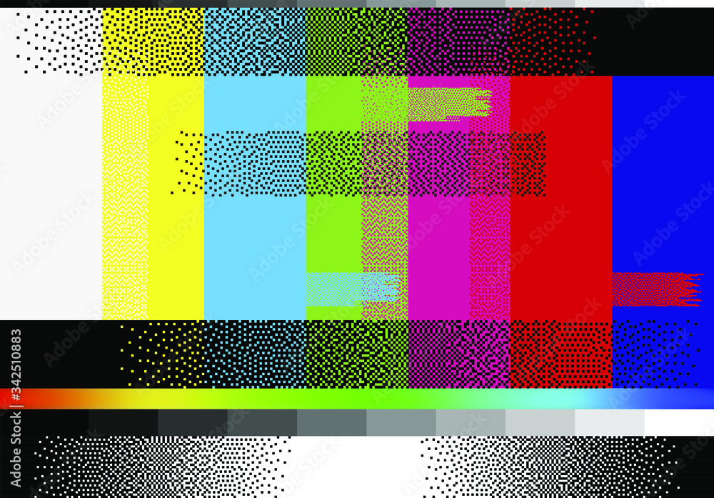 No Signal TV retro television test pattern with color RGB Bars and VHS  glitch effect. Vaporwave and retrowave style background. Stock Vector |  Adobe Stock