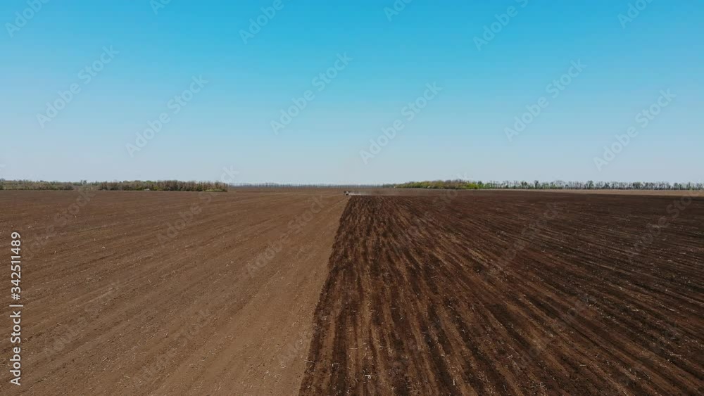 presowing tillage, clear sky, shooting from a copter presowing tillage, clear sky, shooting from a copter