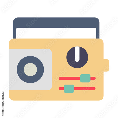 Frequency modulation wireless Radio Concept vector Color Icon design, Entertainment Appliance on White background 