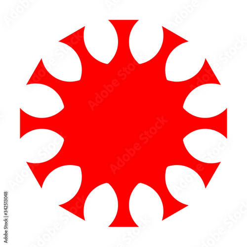 cov sars 2 - coronavirus icon sign symbol, red simple flat - vector