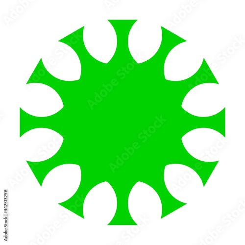 cov sars 2 - coronavirus icon sign symbol, green simple flat - vector