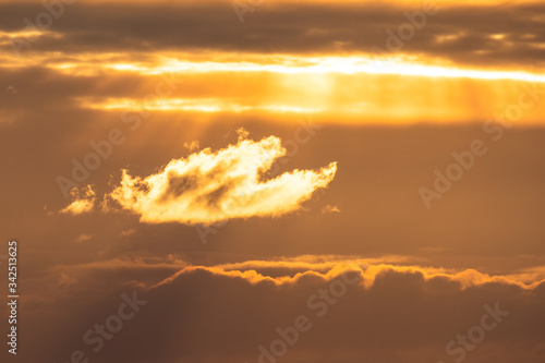 Amazing clouds in golden sunset light