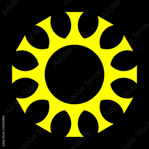 cov sars 2 - coronavirus icon sign symbol, yellow simple outline flat - vector