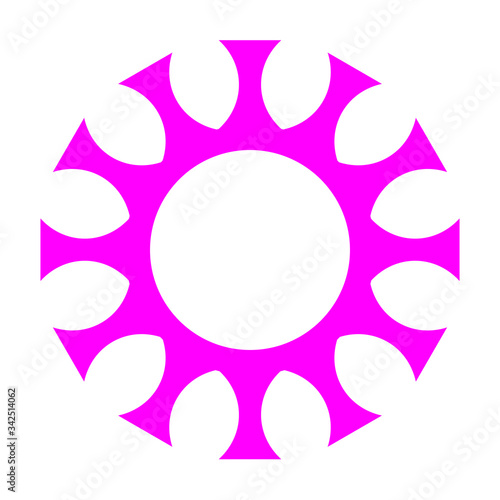 cov sars 2 - coronavirus icon sign symbol, purple pink simple outline flat - vector