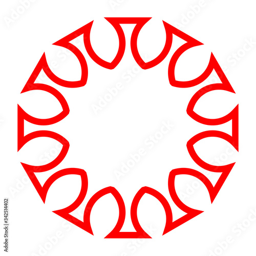 cov sars 2 - coronavirus icon sign symbol, red simple outline flat - vector
