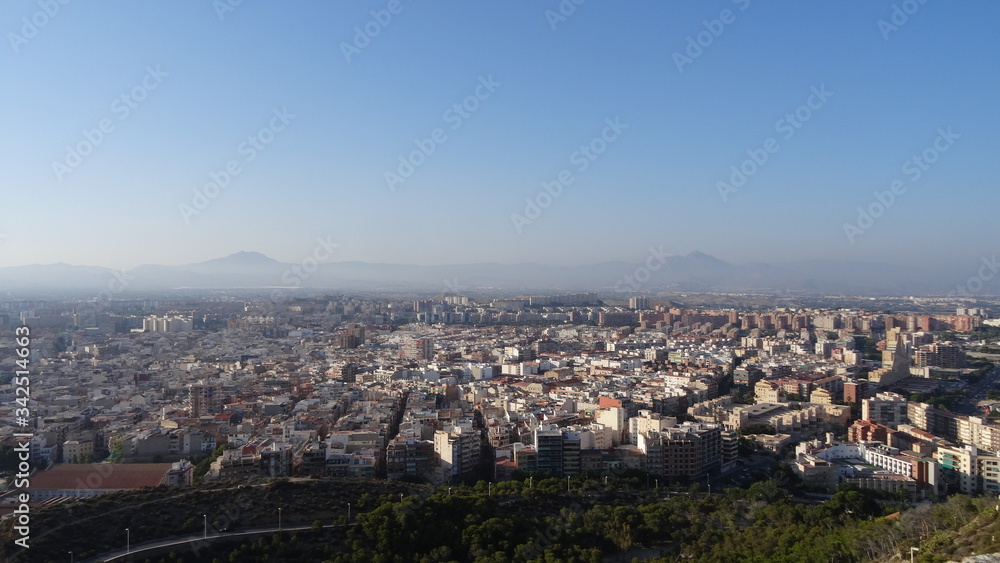 Fortress and the city of Alicante in Spain