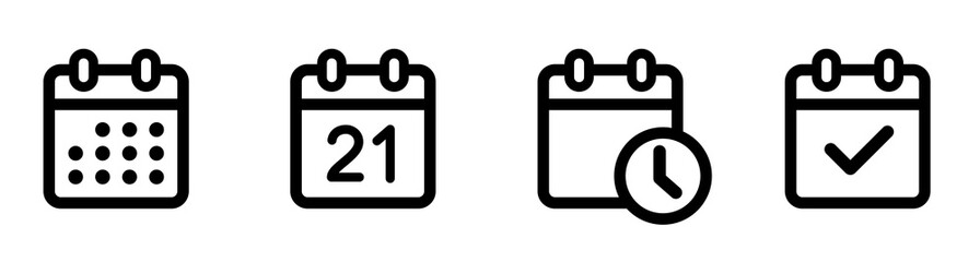 Calendar Icon collection. Set of calendar symbols. Meeting Deadlines icon. Time management .Appointment schedule flat icon icon