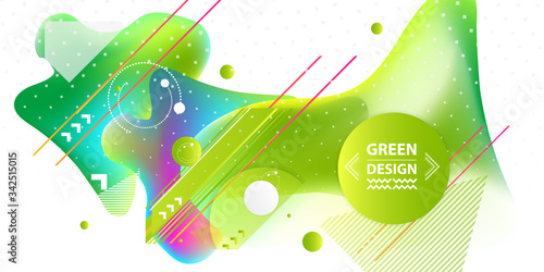 Banner summer ecology white background poster triangle vector futuristic light minimal geometric. Green and yellow lines and points gradient natural