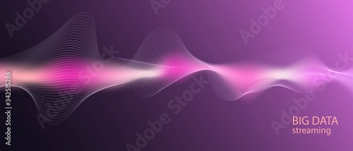 Colorful Music Equalizer Data Fractal Slide. Blue Pink Purple Matrix Geometric Banner. 