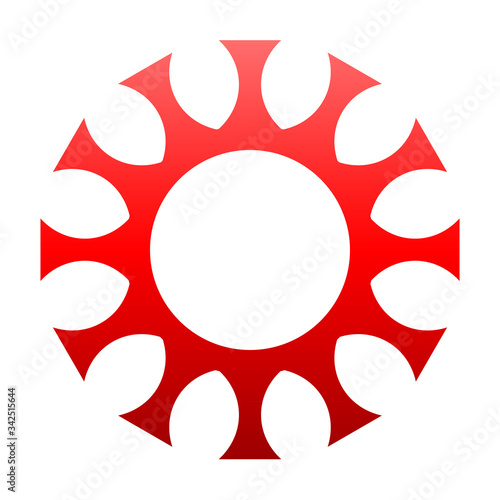 cov sars 2 - coronavirus icon sign symbol, red gradient outline flat - vector