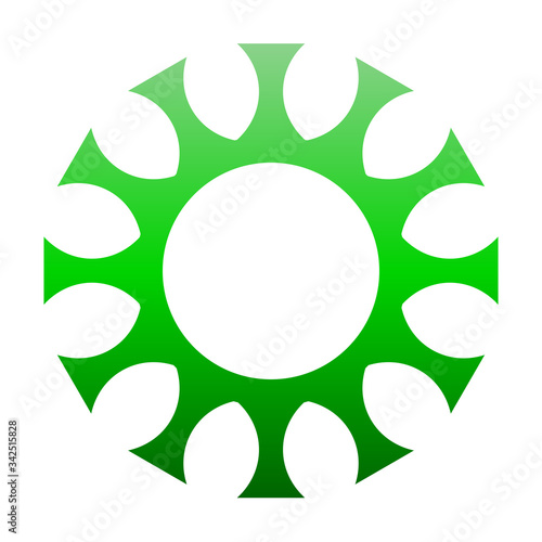 cov sars 2 - coronavirus icon sign symbol, green gradient outline flat - vector